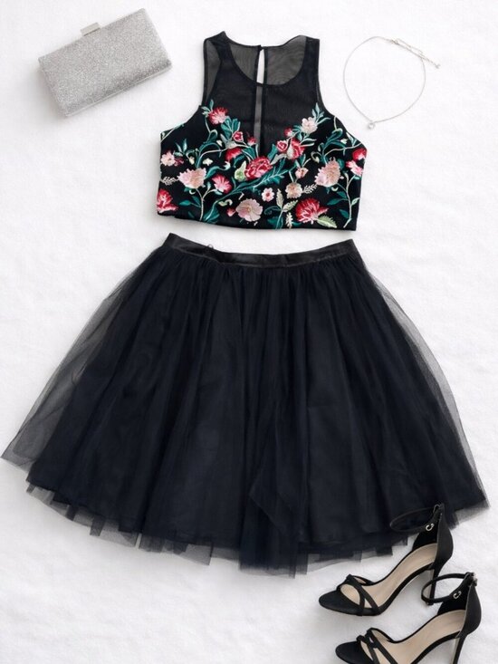 My Michelle Dresses & Skirts - My Michelle Black Embroidered 2 Piece Set Top Skirt Prom Homecoming 9 11